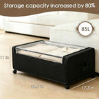 Under Bed Storage with Wheels, 4-Pack Under the Bed Storage Containers with Clear Lids & Label, Underbed Storage Bins, XXXL 85L 11 inches Rolling Metal Drawer for Clothes, Shoes, Toys, Books - Black - Image 6