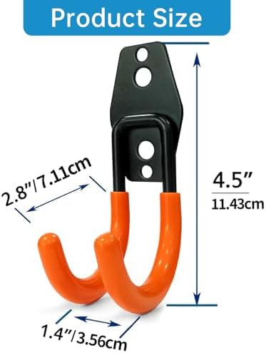 GeeWatom 2 Pack Garage Storage Utility Hooks，Garage Garden Tool Organizer，Steel Wall Mount Hooks, Garden Small U Hooks (Type O-Orange) - Image 2