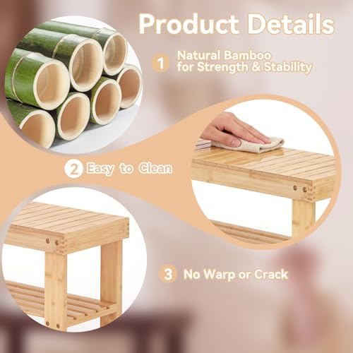 Sweetcrispy 3-Tier Shoe Rack Bench for Entryway, 27 Inches, Wood - Image 5