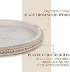 Hanobe Lazy Susan Centerpiece Tray, Round Wooden Turntable Organizer, White - Image 6