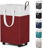 HomeHacks 75L Rolling Laundry Basket with 4 Wheels Collapsible Red by HomeHacks