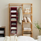 YOUDENOVA Hanging Closet Organizer and Storage, 6-Shelf, Dark Red | Breathable Fabric, Clothes Organizer with 2 Side Pockets, Hanging Shelves for Closet Storage, Dorm Room Essentials for Guys - Image 4
