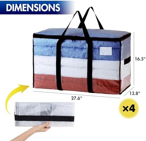TAILI 4 Pack Clear Extra Large Moving Bags,Storage Bag with Visible Window - Image 3