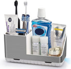 Toothbrush Holders for Bathroom Countertop Organizer (Brushed Silver Grain) by PARKMANI