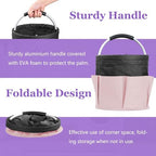 2Pcs 17L Shower Caddy with 6 Pockets, Portable Cleaning Caddy in 600D Oxford Fabric, Cleaning Supplies Bucket with Handle, Multifunctional Storage Basket for Dorm, Family, Black with Pink - Image 7