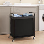 ELYKEN Laundry Hamper 2 Section, 100L Rolling Laundry Sorter with Wheels - Image 2