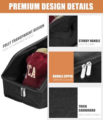 Livelab Hat Organizer for Baseball Caps, Hat Storage Boxes, Black 2Pcs - Image 6