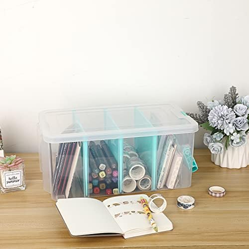 BTSKY Clear Plastic Dividing Storage Box with 4 Deep Compartment Sewing Box - Image 6