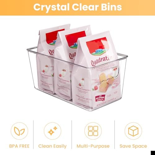YIHONG 4 Pack Clear Storage Bins, Pantry Organizer Bins with Handle, Small - Image 4
