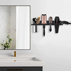 Hair Tool Organizer Wall Mounted - Wooden Dryer Holder, Blow Dryer Holder for Bathroom, Rustic Styling Tools Organizer for Flat Iron, Curling Wand, Hair Straighteners, Brushes, Black - Image 2