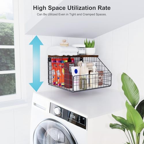 MSJGA Laundry Room Shelves, Wall Mounted Storage Basket, 11.8" Wx12 Dx8.5 H - Image 4