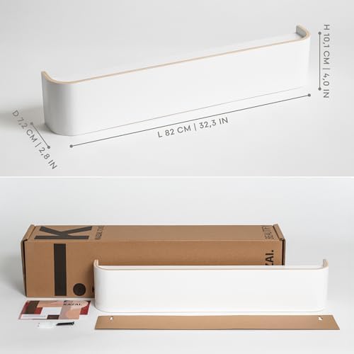 Kazai. Wall-Mounted Coat Rack 'Toke' - Modern Design Coat Rack with Hidden Wall Hooks - Solid Wood Veneer Panel Coat Hanger - White - Image 2