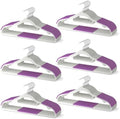 60 Pack Heavy Duty Plastic Hangers, Non Slip Clothes Hangers with Rubber Pads and 360° Hook - Thin Space Saving Hanger, Closet Organizer for Shirt, Pants, Suit, Skirt,Coat - Purple by MLKJHHI