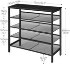 HOOBRO Shoe Rack for Entryway, 5-Tier Shoe Organizer with Adjustable Mesh Shelves, 12-16 Pairs of Shoes, Spacious Floor Mount, Metal, Industrial, Shoe Shelf for Closet, Black BB12XJ01 - Image 3