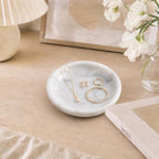 Small Natural Marble Jewelry Tray Key Plate Holder Dish Trinket Decor Catch All Bowl for Ring Earring Stone Gift for Women Daugther,Bianco Carrara White,5.5" - Image 5