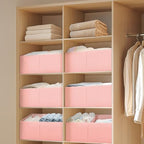 DIMJ Large Closet Shelf Organizer Bins 4 Packs with Handles and Divider, Fabric Trapezoid Storage Baskets, Foldable Clothes Containers Box for Shelf, Towel, Book, Toy, Purse, Hats, Pink - Image 3