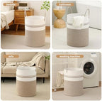 Laundry Basket Hamper Tall Rope Storage Woven for Blanket toys Dirty Clothes in Living Room Bathroom Bedroom (Brown&White, 80L/21.3Gal) - Image 5