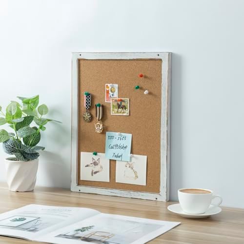MyGift 3 Panel Wall Mounted Entryway Bulletin Board Combo Set with Shabby White Washed Solid Wood Frame, Chalkboard, Cork Board, Black Metal Mail Basket, and Hanging Rail - Image 4