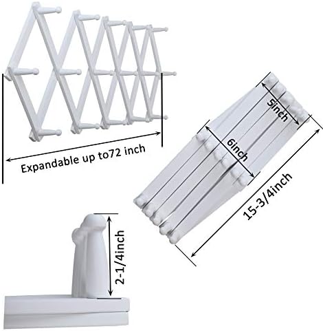 WEBI Accordion Wall Hanger,Expandable Wooden Coat Rack,Accordion Hat Rack for Wall for Hats,Caps,16 Peg Hooks,White,2 Packs - Image 4