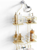 SRIWATANA Shower Caddy Hanging, Shower Organizer with Razor Hooks, Gold by SRIWATANA
