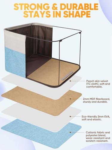 BALEINE 2 Pack Fabric Closet Storage Bins for Shelves, Linen Closet Organizers and Storage, Decorative Baskets for Organizing, Shelf, Clothes, Home, Office (Skyblue, 12"x8"x8") - Image 3