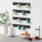 Forbena Black Coat Rack Wall Mount 4-Pack, Rustic Farmhouse Coat Hooks for Wall, Vertical Hanging Hat Rack for Office, Bedroom, Closet, Small Spaces, Kids Room Clothes, Entryway Shoes - 16 Pegs - Image 5