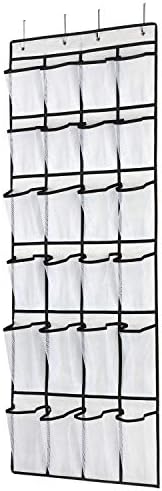 SAVERHO Over the Door Shoe Organizer, Hanging Shoe Organizer with 24 Mesh Large Pockets Door Shoe Rack Organizer for Men Women Kids Hanging Shoe Storage Bag.(White) by SAVERHO