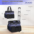 JKAOO Large Rolling Cleaning Caddy Bag with Detachable Trolley, Denim Blue - Image 2