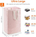 Lifewit 2 Pack Laundry Basket 80L Each, Collapsible Clothes Hamper with Reinforced Handles, Freestanding Waterproof Design for Bedroom and Laundry Room, Pink&Blue 160L Total - Image 4