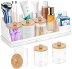 Bathroom Counter Organizer, White Silicone Toothbrush Holders for Bathrooms Organizer Countertop with 3PCS Qtip Holder, Toothbrush and Toothpaste Holder for Bathroom Organization Storage Vanity by MSBRCH