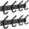 Coat Rack Wall Mount – 12 Inch Stainless Steel Hook Rail with 4 Double Coat Hooks for Hanging – Wall Mounted Entryway Organizer for Coats, Hats, Bags, Towels, Robes, or Bathroom - Black 2 Pack by SAYONEYES