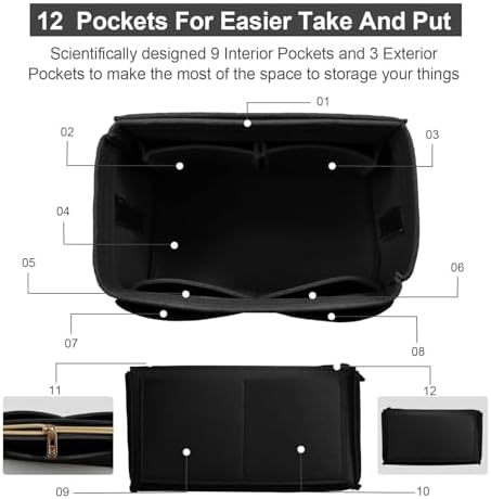 OMYSTYLE Purse Organizer Insert, Felt Tote Bag Organizer Insert with 5 Sizes, Handbag Dividers for Inside Purse, Compatible with Longchamp, Neverful, Speedy and More - Image 3