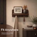 Walnut Wood Key Holder Wall Mount with Round-Corner for Room Decor, Brown - Image 4