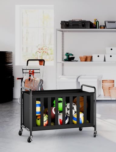 StorageWorks Sports Ball Storage Cart with Wheels, Garage Ball Storage - Image 6