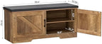 HOMSHO Farmhouse Shoe Storage Bench with 2 Barn Doors & Padded Seat Cushion - Image 3