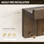 Rebee Vision Small Key Holder Wall Mount with 4 Hooks for Entryway, Brown - Image 6