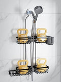 KEGII Shower Caddy Hanging for Handheld Showerheads, Rustproof Hanging Shower Organizer with Soap Dish, Toothbrush Holder and Hooks, Over Showerhead Caddy for Bathroom by KEGII
