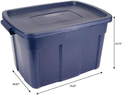 Rubbermaid Roughneck Tote 25 Gal, 4 Pack, Made in USA, Dark Indigo Metallic, Rugged Plastic Stackable Storage Bins with Lids and Handles - Image 6