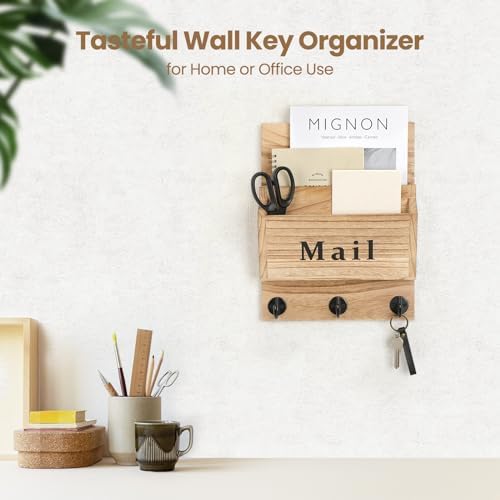 Mail and Key Holder, Wall Key Holder with 2 Mail Organizer Slot and 3 Hooks - Image 6