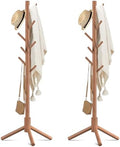Wooden Coat Rack Free Standing with 8 Hooks 3 Adjustable Coat Tree,2 PCS by Haddockway