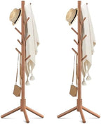 Wooden Coat Rack Free Standing with 8 Hooks 3 Adjustable Coat Tree,2 PCS by Haddockway