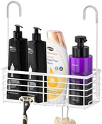 SHANSHUI Shower Caddy Hanging Bathroom Organizer Basket, Shampoo Bracket, Over Door Showers Caddy with Hooks, 304 Stainless Steel Rust Proof Rack- White by SHANSHUI