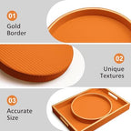 SANZIE Leather Tray Desktop Storage Organizer, Round Valet Tray, Orange - Image 3