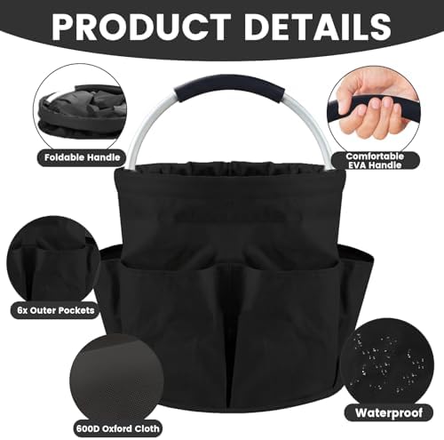 Cleaning Caddy with Handle, 17L Cleaning Supplies Organizer (Black) - Image 5