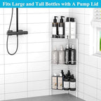HuggieGems Metal Floor Standing Corner Shower Caddy, White, 3 Tier - Image 4