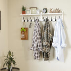 AMBIRD 34.2" L Wooden Wall Coat Hooks with Shelf - Versatile and Decorative Wall-Mounted Storage - 10 Hooks for Hanging Coats, Hats, Keys, Bags, Scarves - Ideal for Entryways, Bedrooms, Closets(White) - Image 4