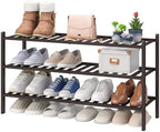 viewcare Long Shoe Rack, Bamboo Wood Shoe Rack for Closet, Entryway & Hallway, 3-Tier Stackable Shoe Shelf by VIEWCARE
