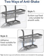 YASONIC Never Rust Shower Caddy Hanging, Aluminum Shower Racks for Inside Shower, 3-Tier Shower Organizer Hanging Over Shower Head with Hooks and Soap Holder, Grey - Image 6