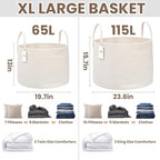 JMvicyroam 115L Extra Large Machine Washable Cotton Rope Blanket Basket - Image 3