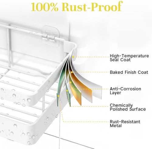 Heavy-Duty Adhesive Shower Shelves, White Storage Shelf - Image 6